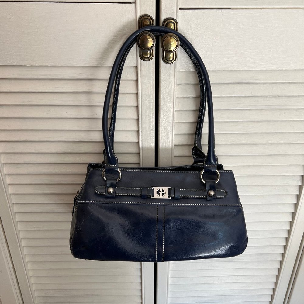 NWT Giani Bernini Navy Leather Satchel